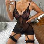 Costum Sexi cu portjartiere negru sau rosu, Lenjerie Sexi Iubita