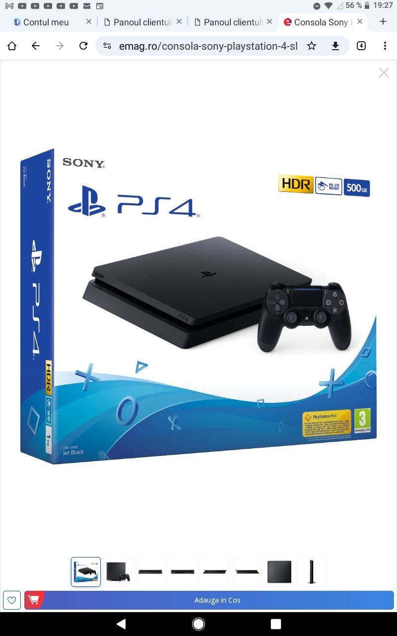 Consola Sony Playstation 4 Slim (PS4), 500 GB, Neagra