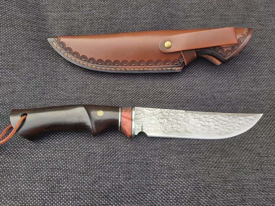 Ловен нож дамаска стомана с кожена кания LN414