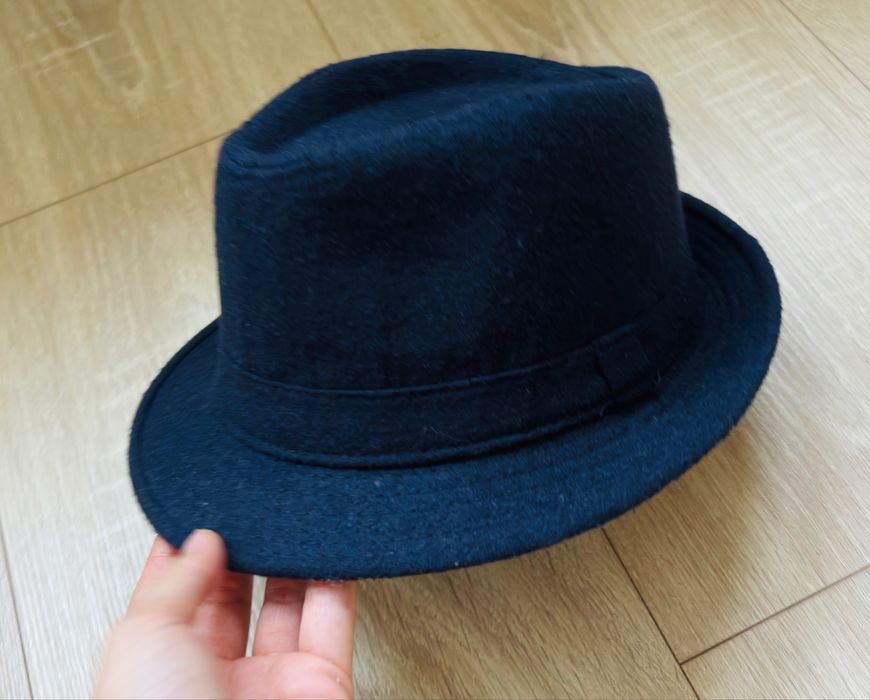Pălărie tip Fedora Clasic Neagră/Albastru Închis - Mărimea 57