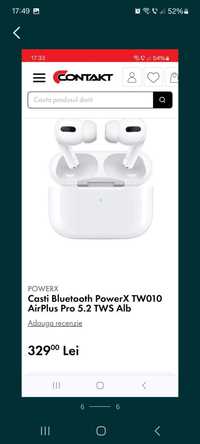 Casti Bluetooth PowerX TW010 AirPlus Pro 5.2 TWS