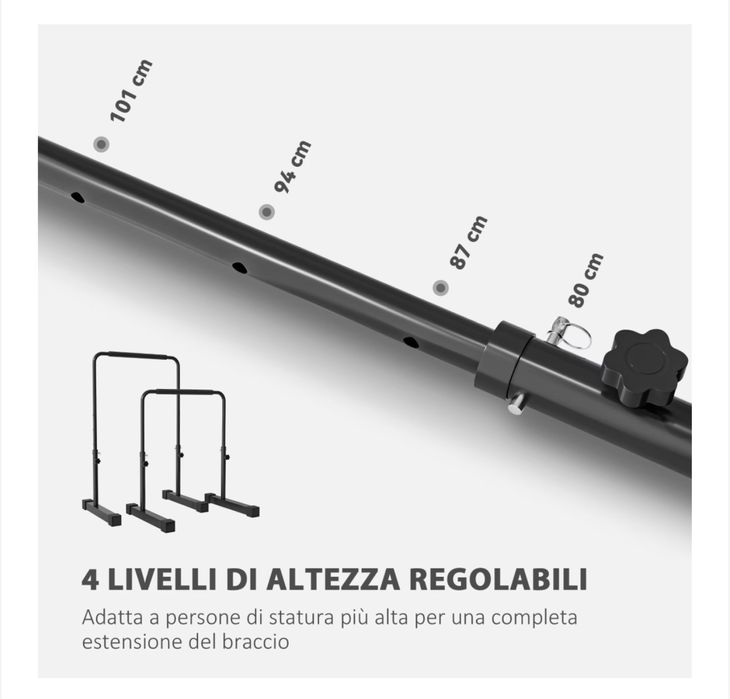 Успоредка 2 щанги за Dip SPORTNOW, регулируеми, черни, 70x50x80-105 см