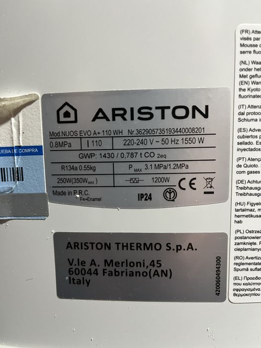 Boiler Ariston Nuos EVO A+ 110 WH – aproape nou, negociabil