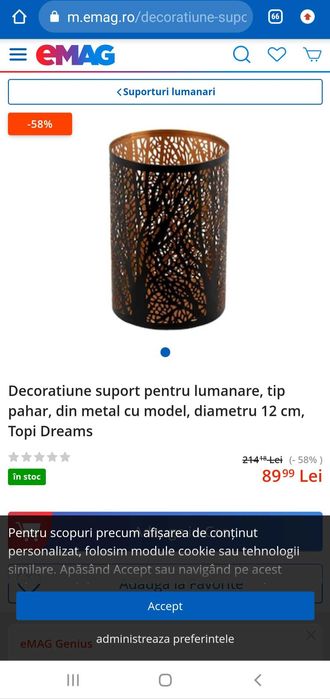 2 la pret de 1: Decoratiune (metal, 14cm)+Lumanare parfumată in clopot