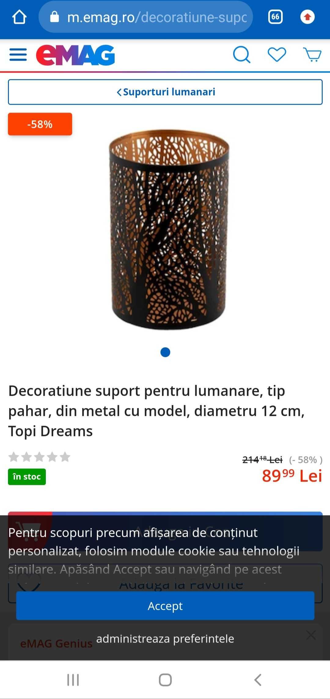 2 la pret de 1: Decoratiune (metal, 14cm)+Lumanare parfumată in clopot