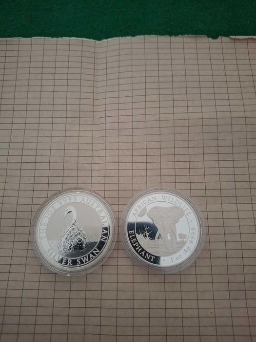 1 oz сребро Слон 25г./ Лебед 23г.
