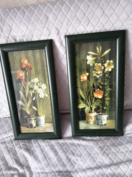 Цветы полотно два штуки