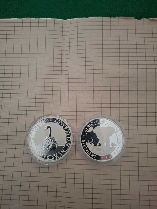 1 oz сребро Слон 25г./ Лебед 23г.