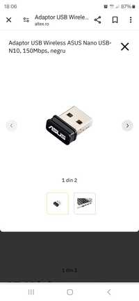 Adaptor USB Wireless ASUS Nano USB-N10, 150Mbps, negru