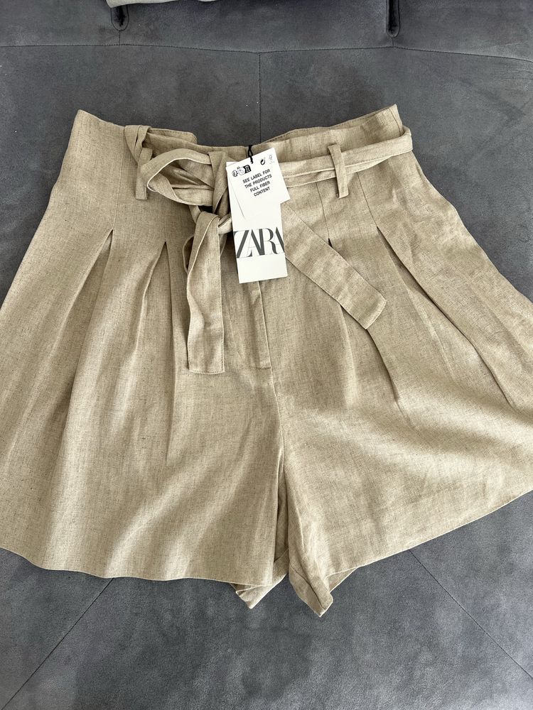 Чисто нови къси ленени панталони Zara, размер М