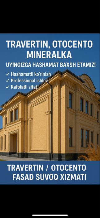 Travertin, Mineralka, Otocento — Premium Fasad Suvoqlari!