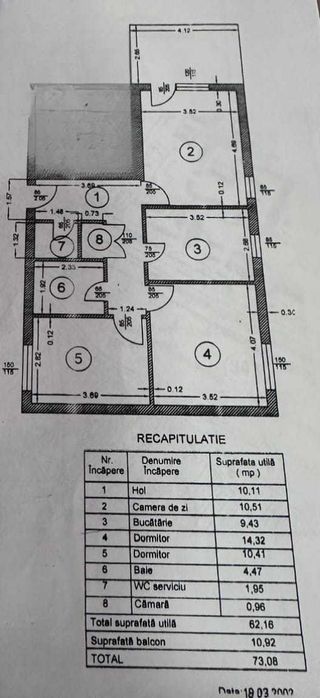 De vânzare apartament 3 camere, 73 mp, etaj 2, Mătăsari, Gorj