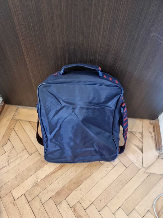 Geanta noua de umar si de mana 30x35cm bleumarin/rosu cu compartimente