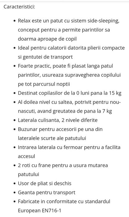 Pătuț pliabil Chipolino cu o laterală culisantă și saltea de cocos
