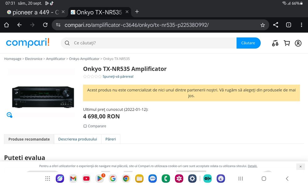 Onkyo TX-NR535. Piesă Hi-Fi superbă. Bluetooth, Wireless. Preț fix !