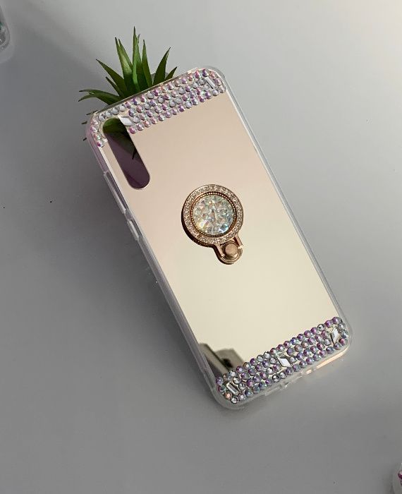 Husa oglinda, pietricele + inel pt. Huawei P Smart S