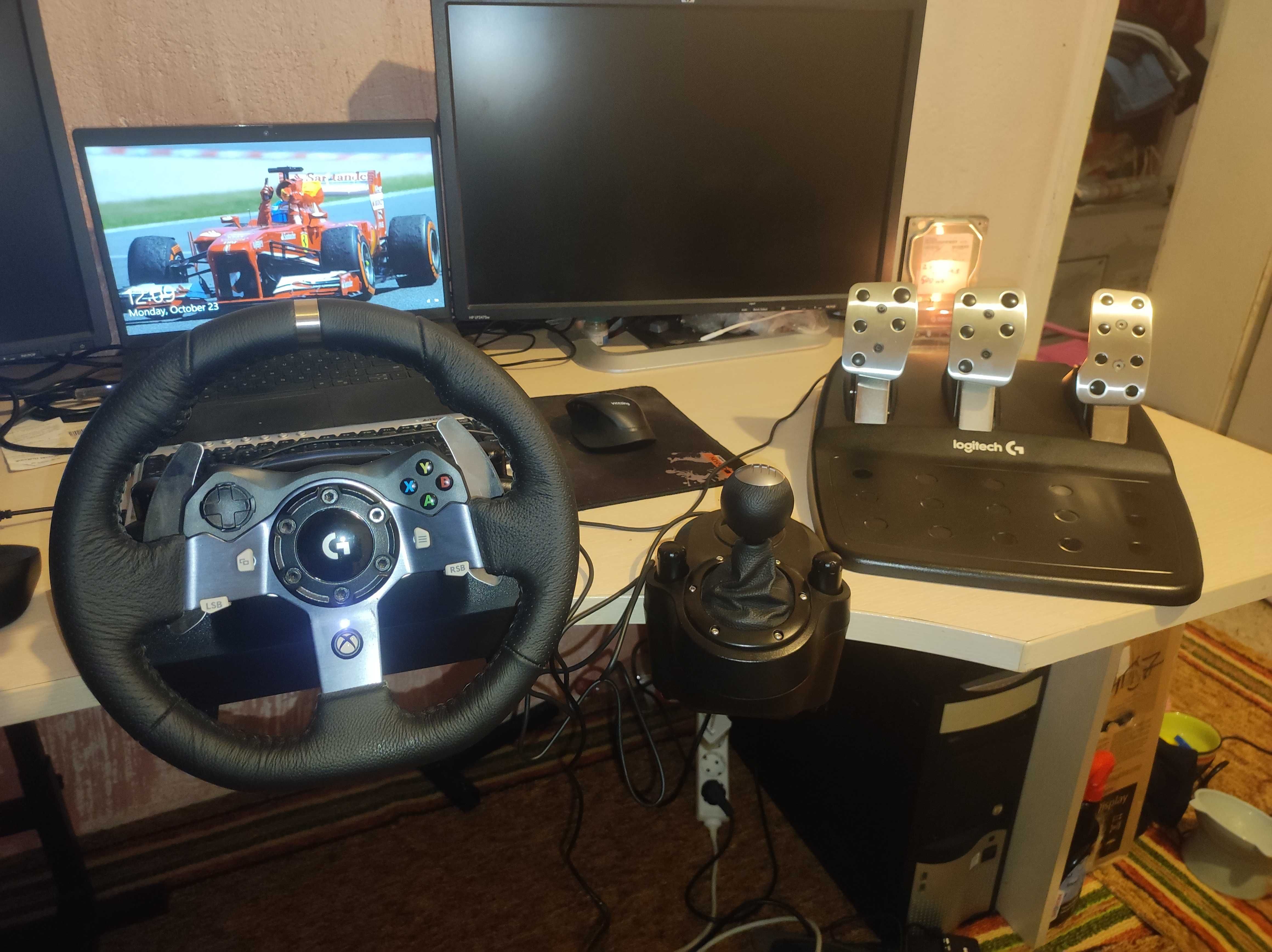 С ГАРАНЦИЯ ! Logitech G920 волан + скоростен лост racing sim XBox + PC