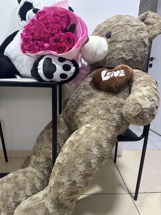 Большая 160см Мишка и букет свежий!25розы