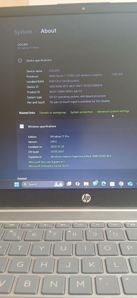 HP RYZEN 7 kafolati bilan