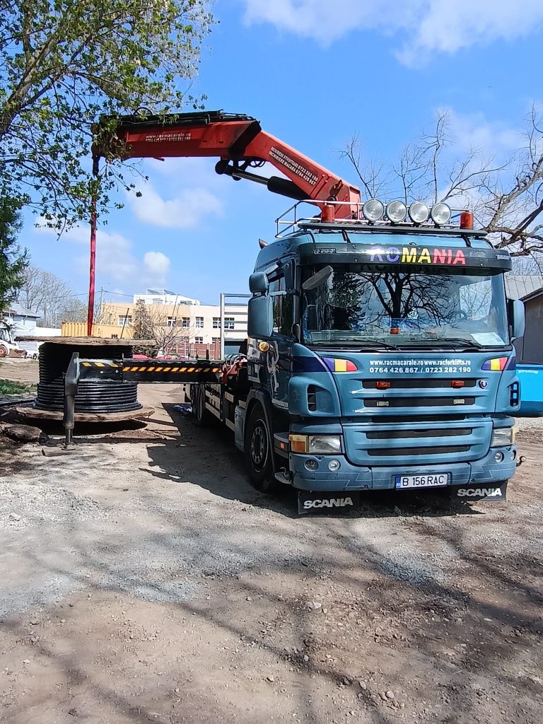Inchiriere Camion cu Macara Transport Containere Utilaje Nacele Cnc