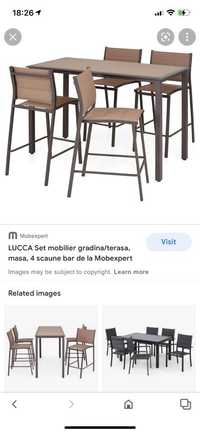 Set gradina LUCA(Mobexpert) masa+patru scaune bar