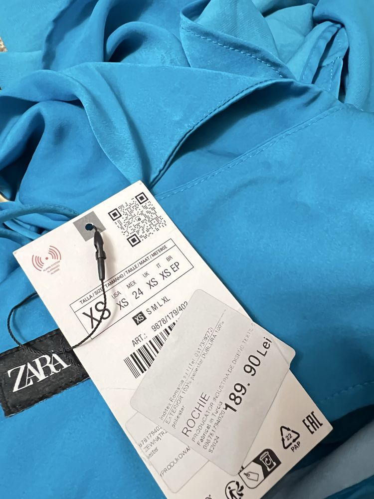 Rochie noua, Zara , midi, de vara, turcoaz , XS