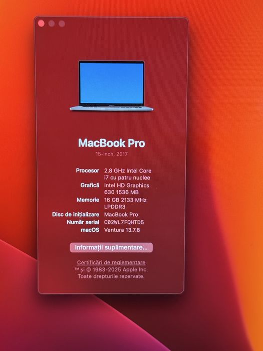 Macbook Pro i7 - 16gb -256g ssd - 1,5 vga