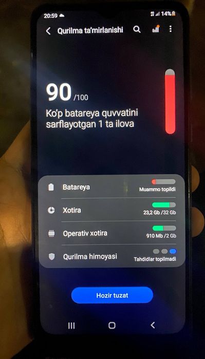 Samsung A02 
Xotira 32 
Hamma joyi ideal. 
I