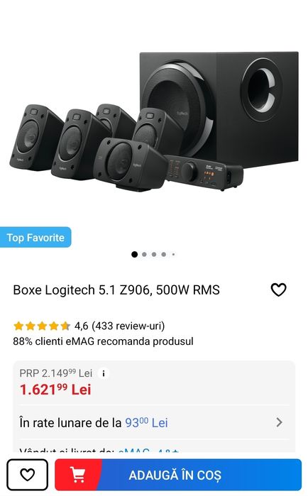 Sistem audio 5.1 Logitech Z906