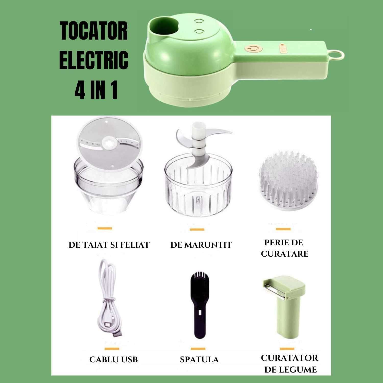 Tocator Electric pentru Alimente 4 in 1, Pentru Maruntire si Taiere