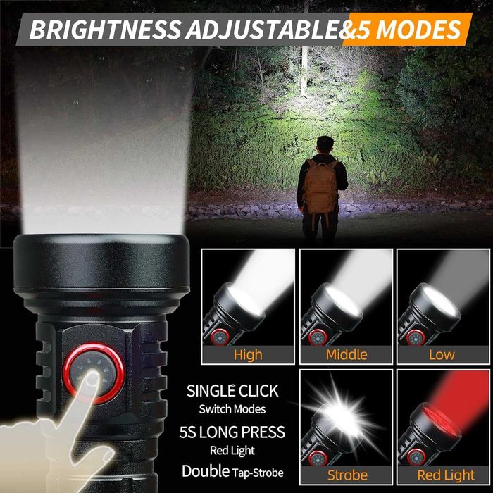 Lanternă Puternica Wurkkos 5 leduri, 5 moduri 2000 lumeni