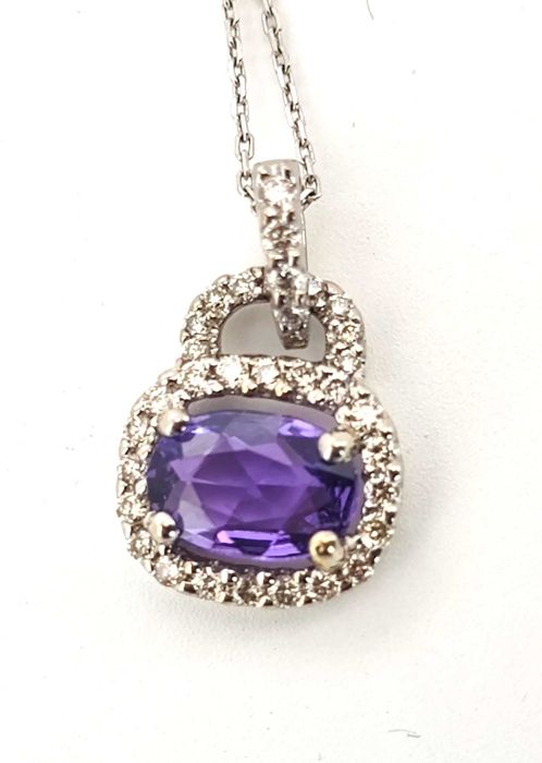 Colier aur 14k cu diamante si ametist