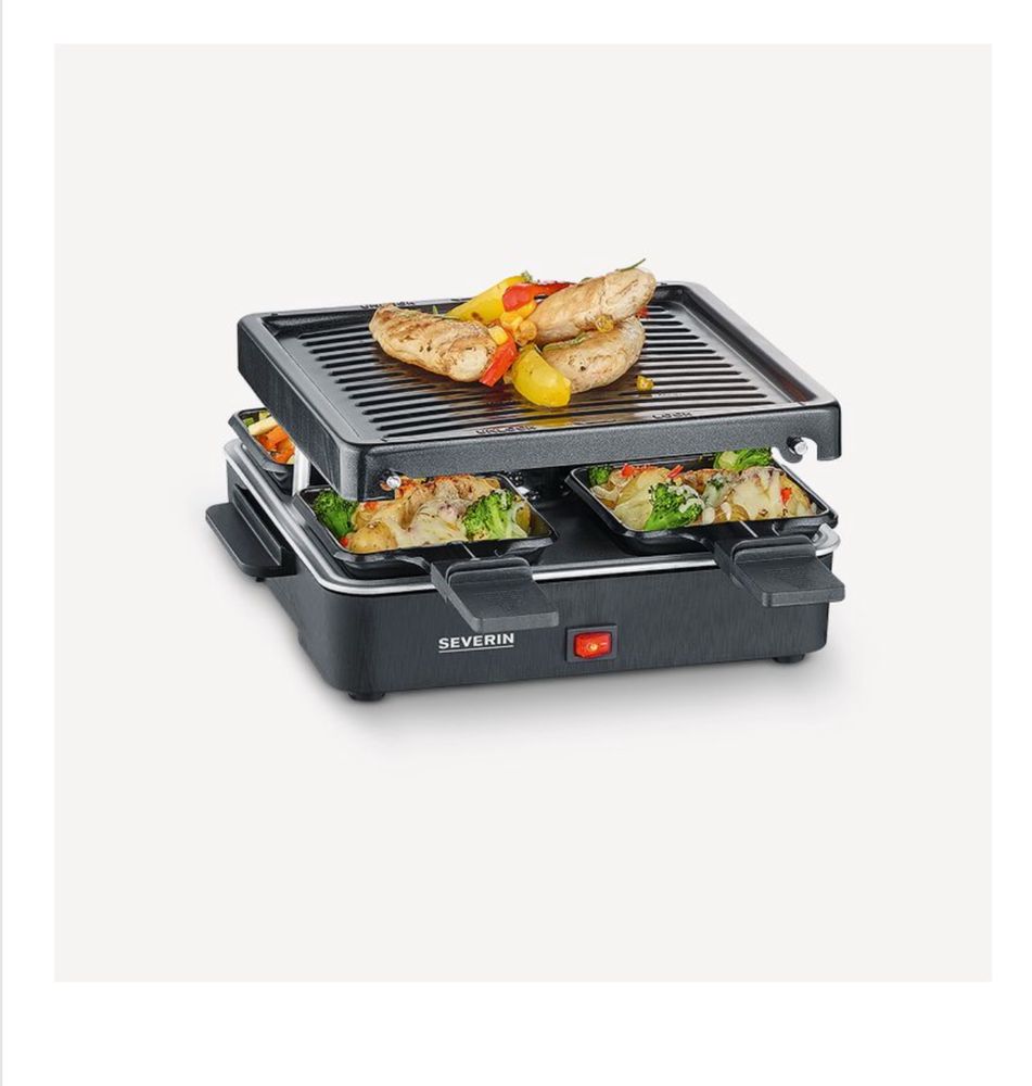 Plita grill/ raclette electrica Severin, 21 x 21 cm, placa striata