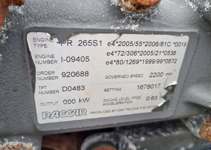 Motor complet PR 265S1 DAF CF75 Euro 5 - Piese de motor DAF