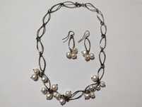 Vand set argint vintage, colier si cercei cu perle