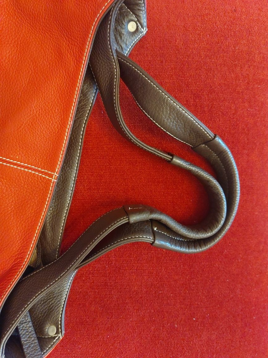 Geanta mare caramizie piele