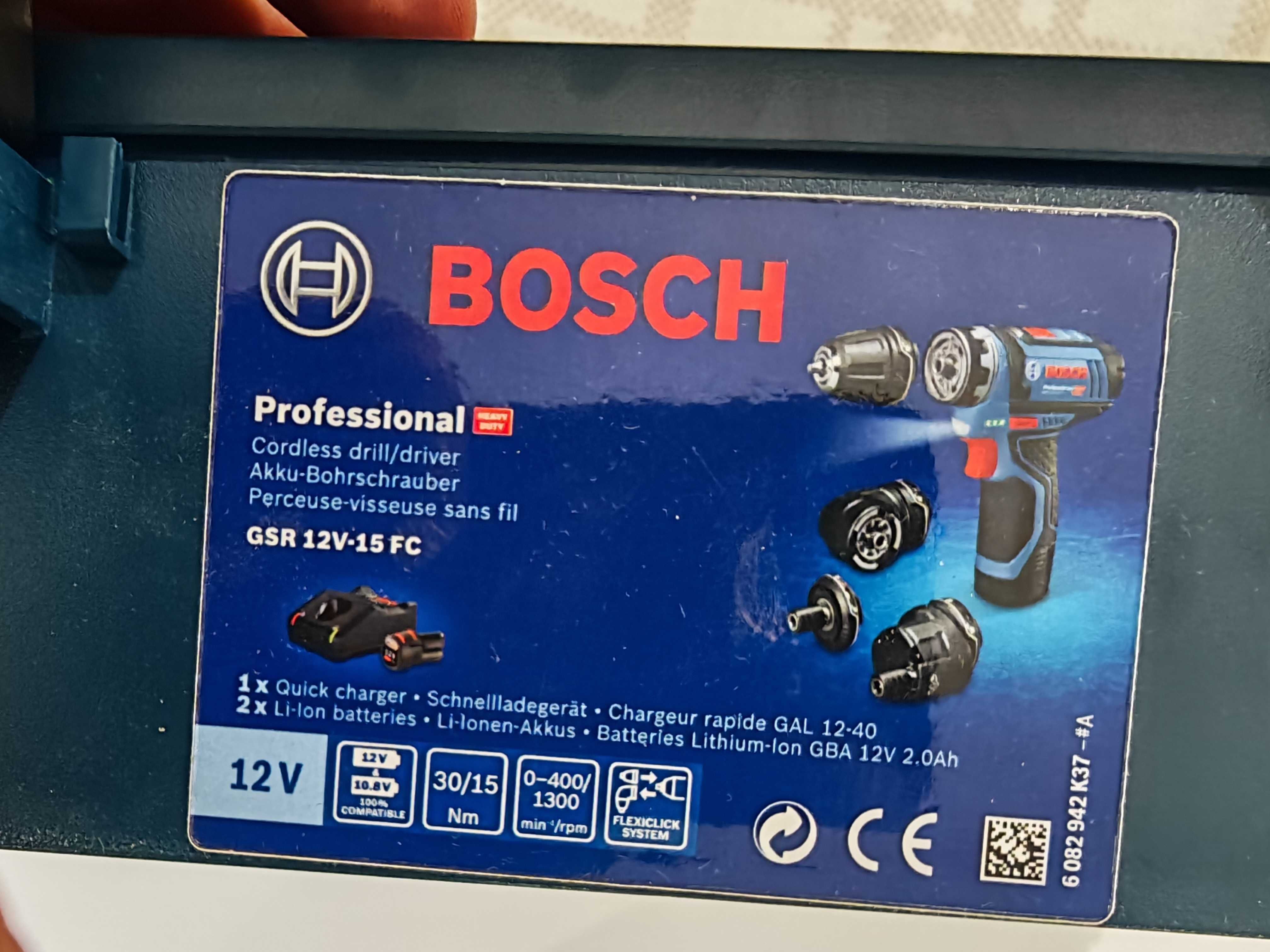 Акумулаторен винтоверт BOSCH GSR 12V-15 с 2 батерии, 2Ah, 12V