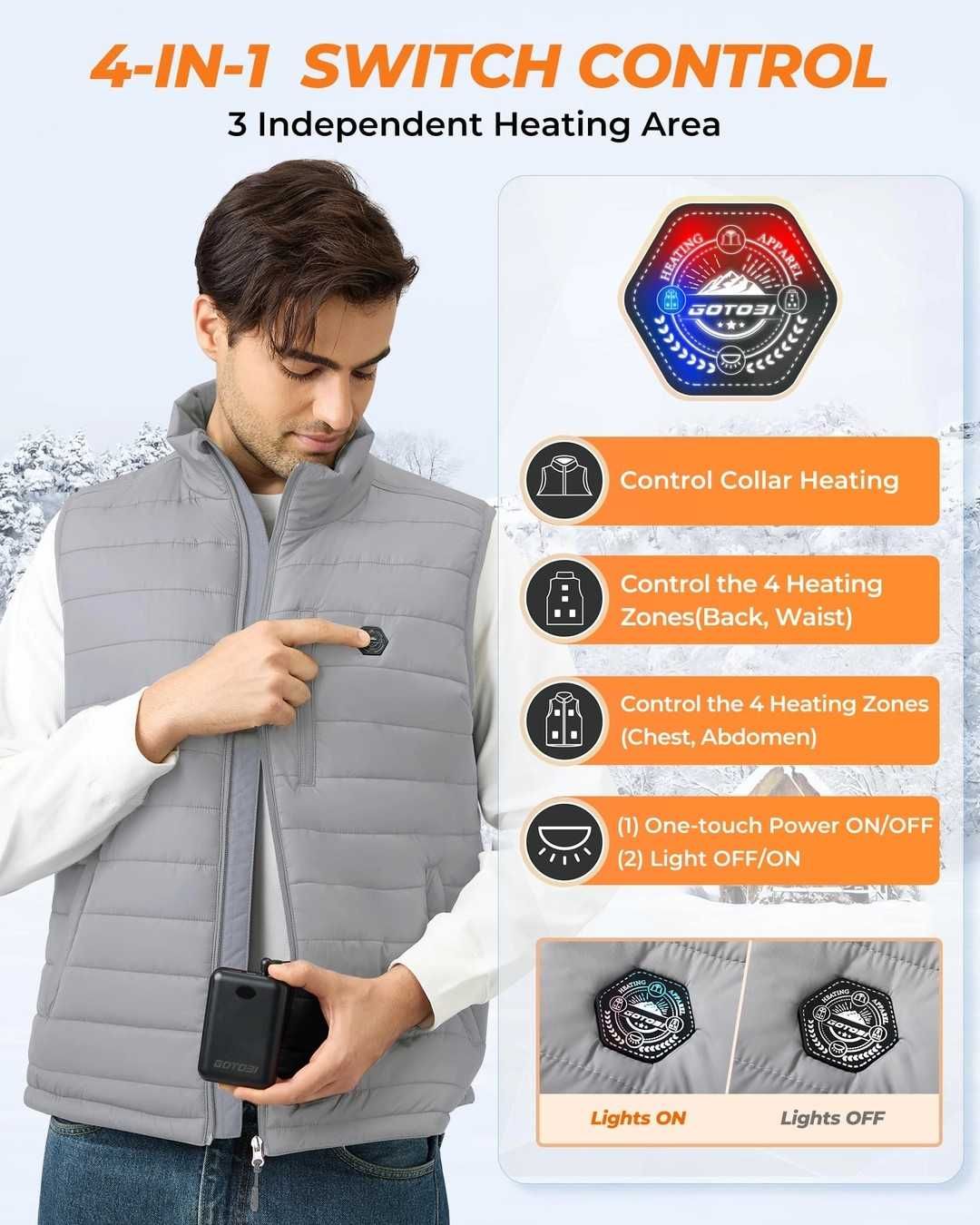 Vestă încălzită pentru bărbați cu Power Bank 16000mAh