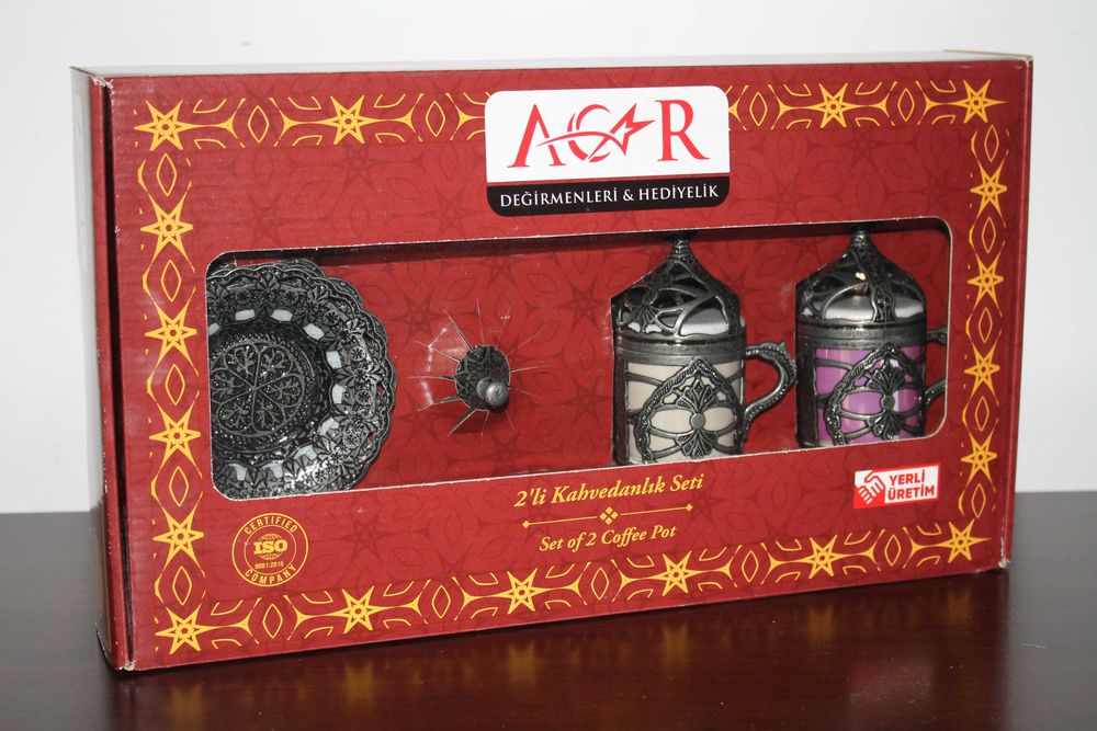 Set 2 cești cafea, model otoman, cu tavă și zaharniță