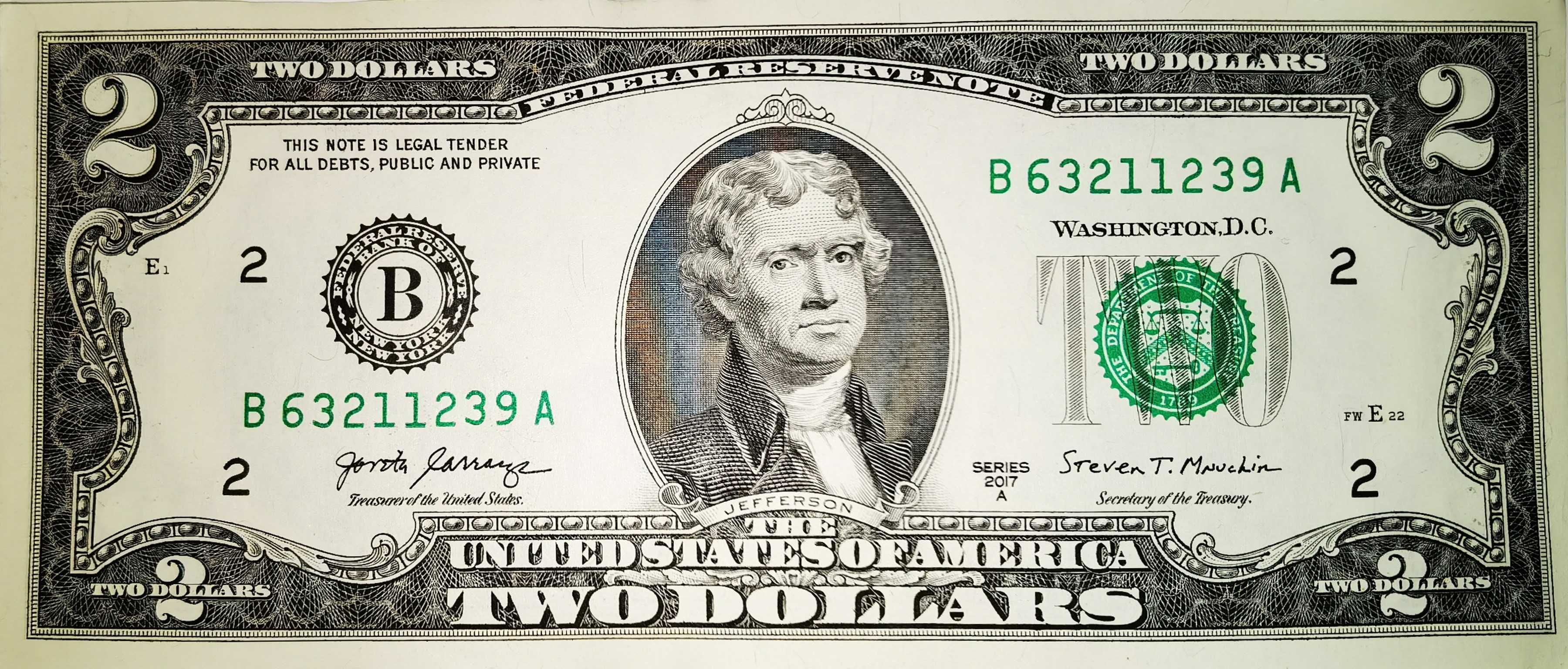 Bancnota de colectie -  Statele Unite ale Americii 2 Dolari 2017A