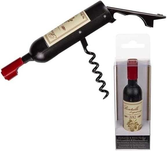 Deschizator sticle si tirbuson in forma de sticla vin compact elegant