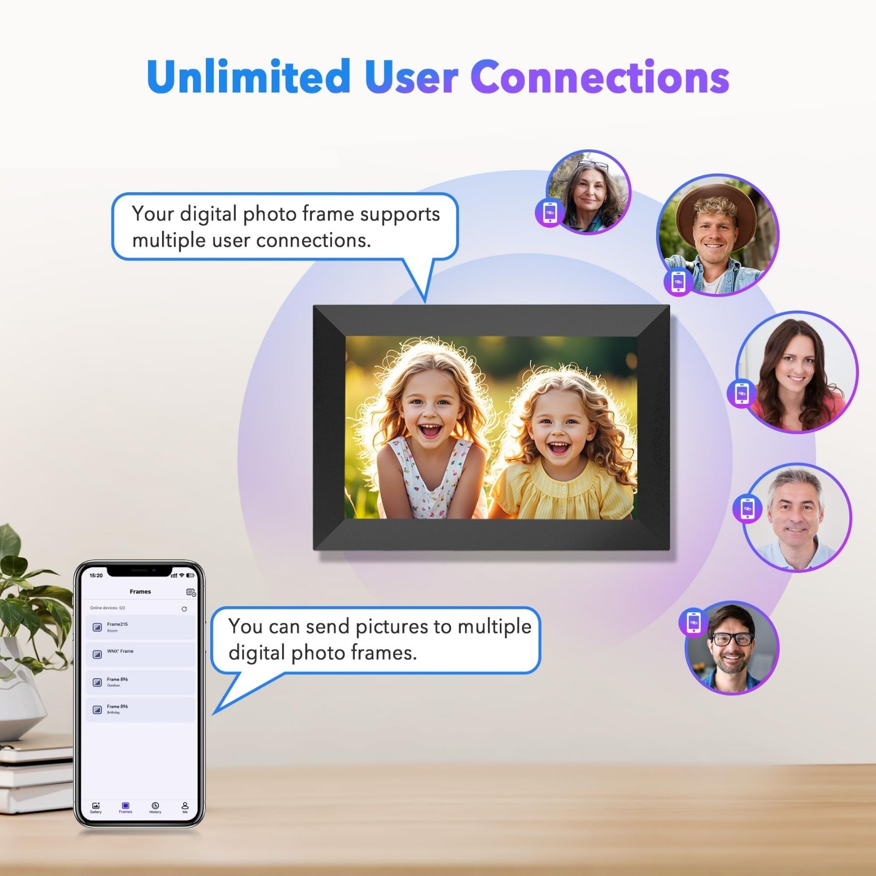 Smart Цифрова фоторамка WiFi 10,1-инчова 1280x800 IPSHD сензорен екран