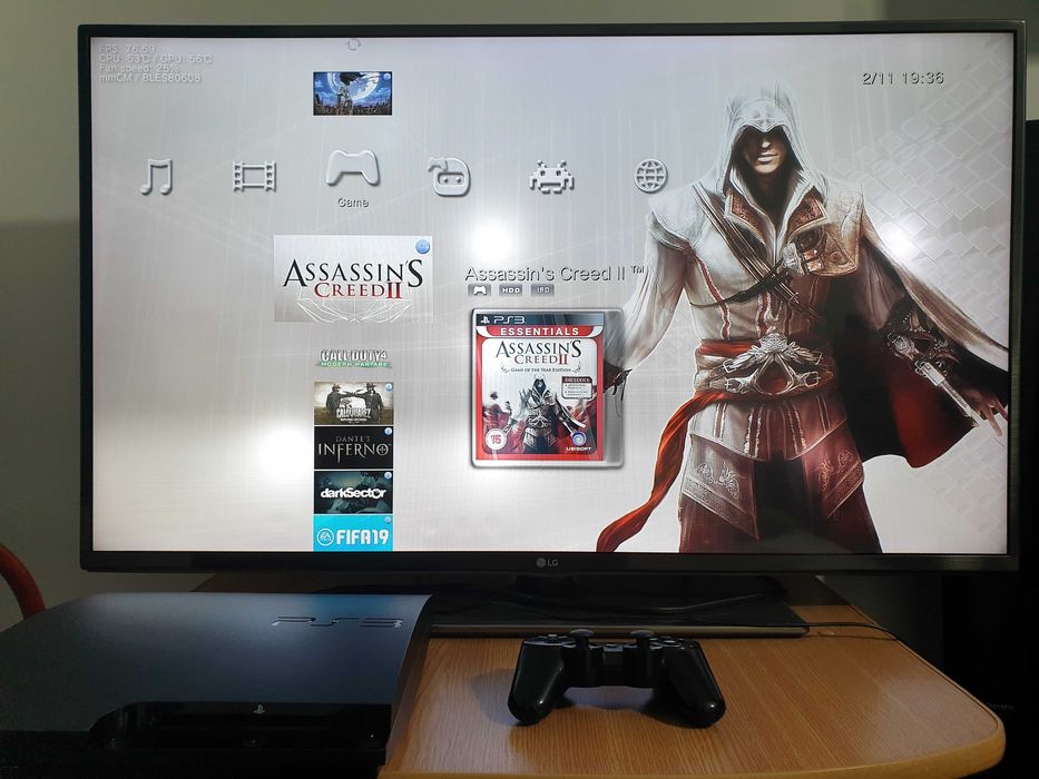 PS3 modat HEN 160 GB + 20 jocuri (GTA V, Red Dead, NFS, Spider-Man)