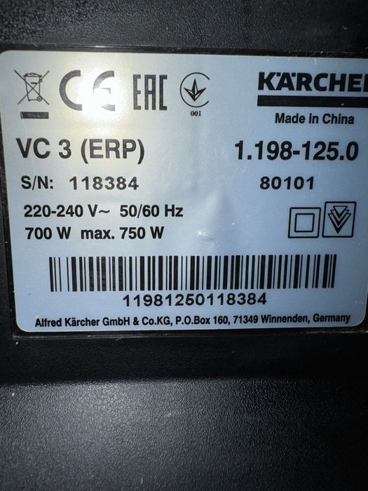 Aspirator Kärcher VC 3 (ERP) – Puternic, Silențios