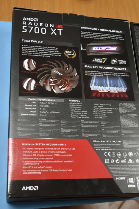 Видео карта AMD Radeon RX 5700 XT, 8GB, MSI GAMING X, GDDR6, 256bit,
