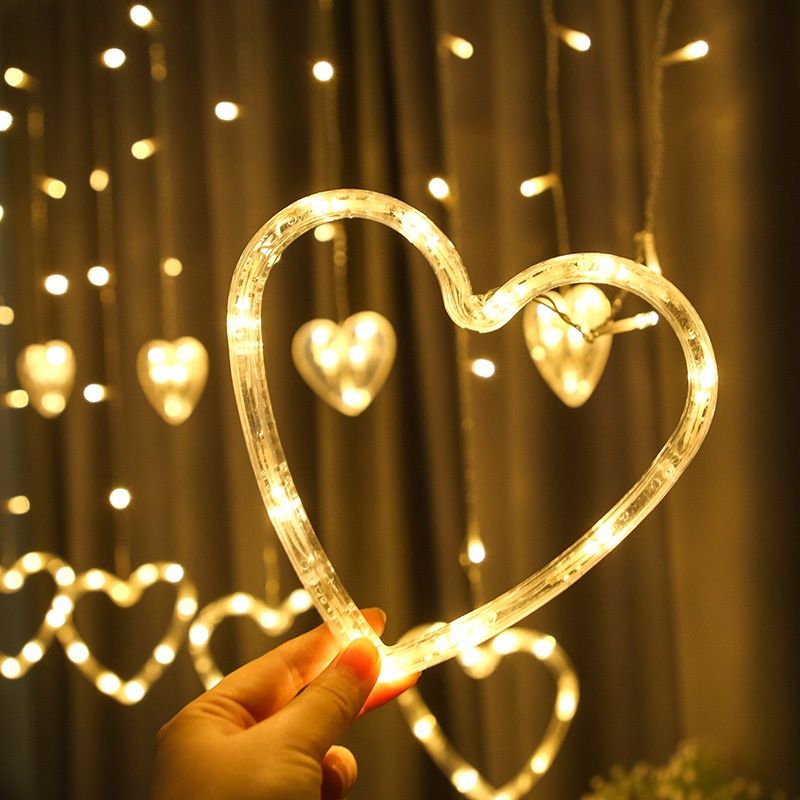 Новогодние украшения светящиеся сердечки (2,5 метра)/ Гирлянды для ёлк