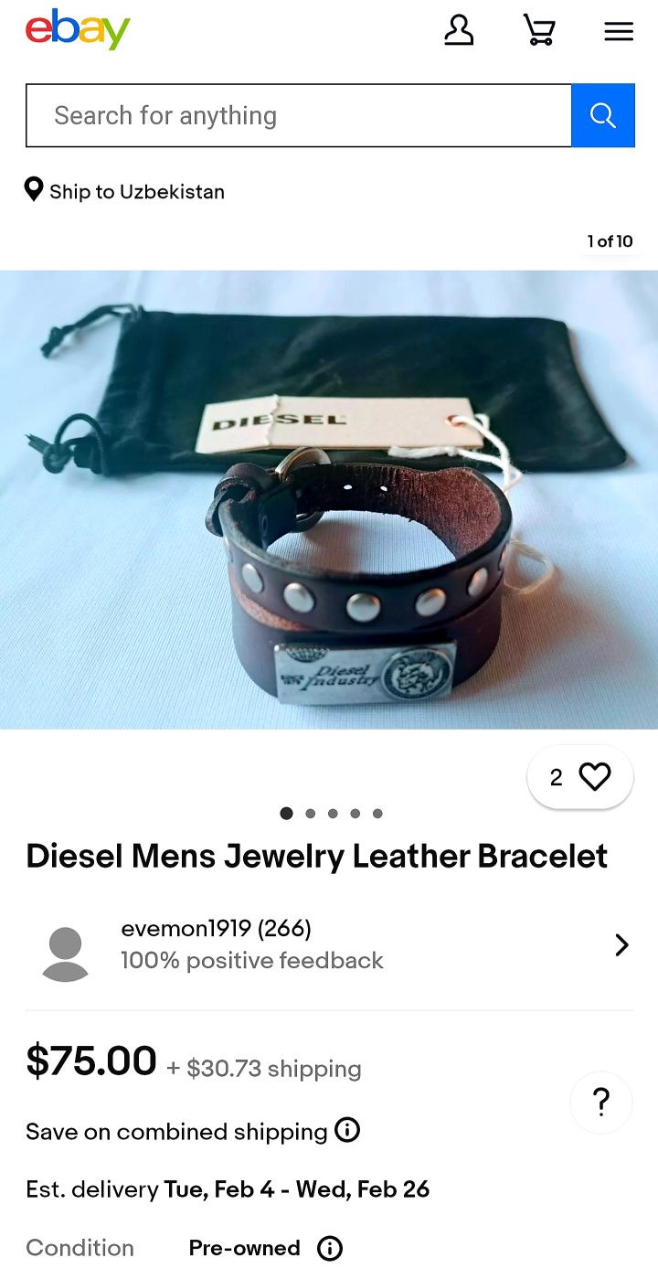 Фирменные,привозные, кожанные браслеты DIESEL.