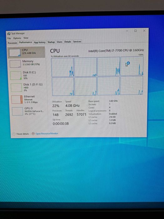 PC  Intel Core 7 7700 Kaby Lake 3.60 Ghz