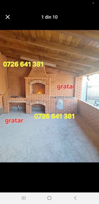 Gratar   rustic de caramida plita cuptor  afumatare si masa de lucru