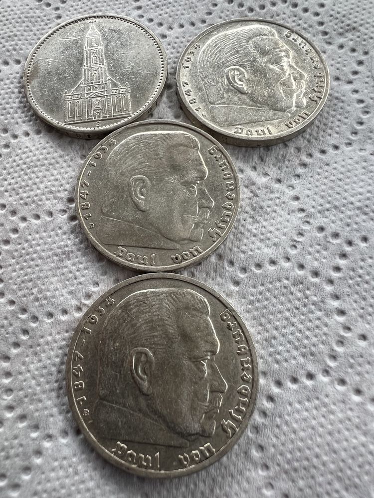 WW2 Lot monezi 5 Mark argint 1934,1935,1936 și 1939